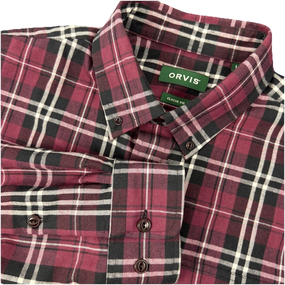 ORVIS Classic Mens long sleeve button down‎ shirt Plaid flannel - L